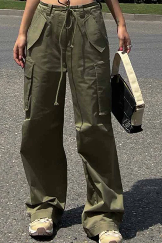 High Waist Slim Fit Straight Leg Cargo Pant - Image 2