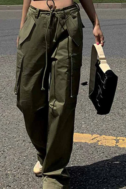 High Waist Slim Fit Straight Leg Cargo Pant - Image 3