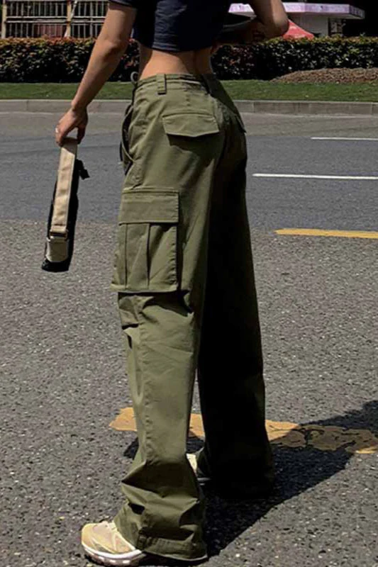 High Waist Slim Fit Straight Leg Cargo Pant - Image 4