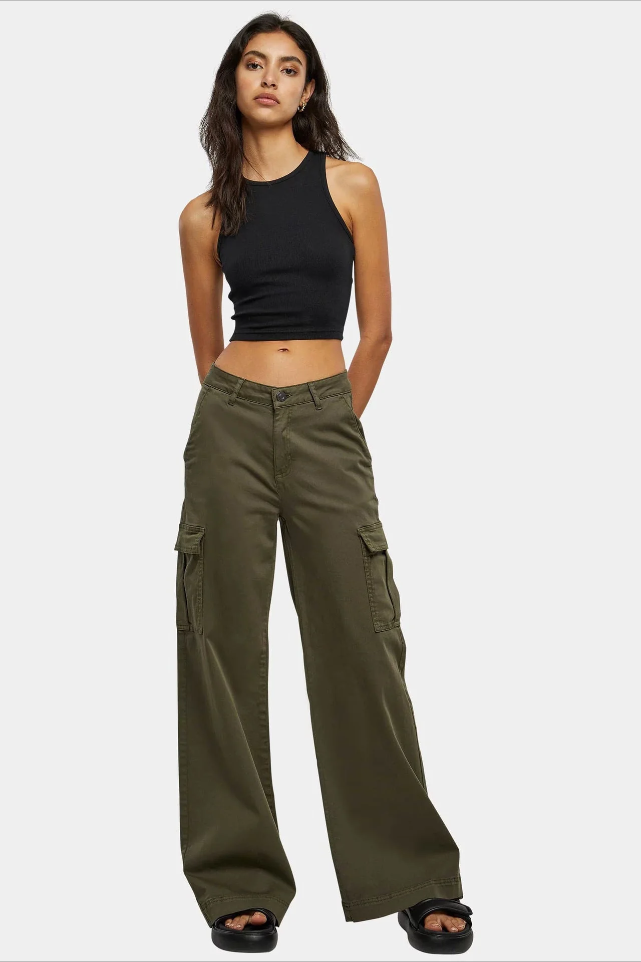 High Waist Drawstring Pocket Cargo Pant - Image 3