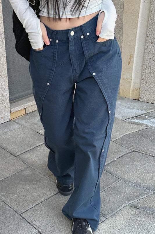 Studded Split Low Waist Wide Leg Cargo Pant - Image 3