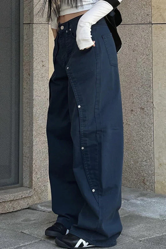 Studded Split Low Waist Wide Leg Cargo Pant - Image 4