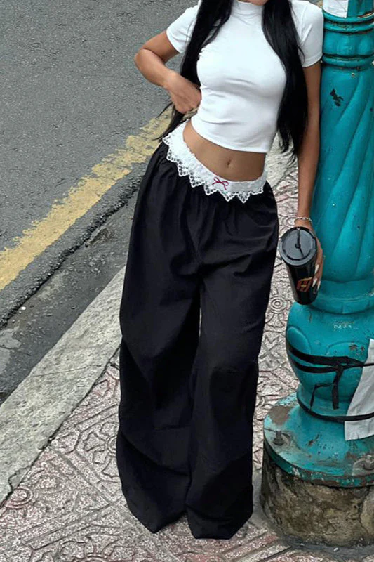 Street Style Lace-Panel Cargo Pant - Image 2