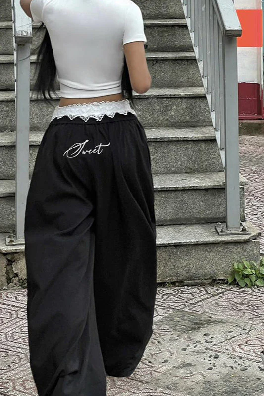 Street Style Lace-Panel Cargo Pant - Image 4