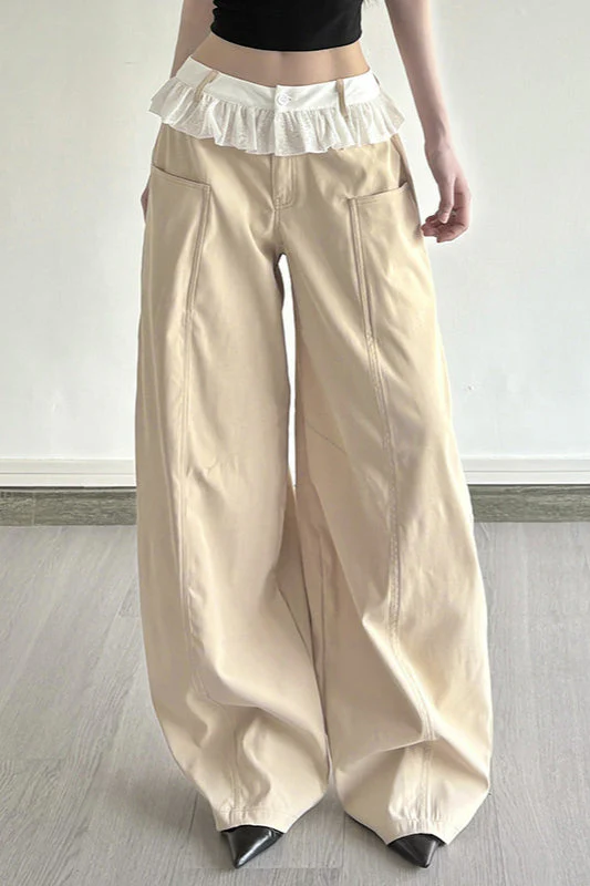 Lace-Panel Loose-Fit Cargo Pant - Image 2