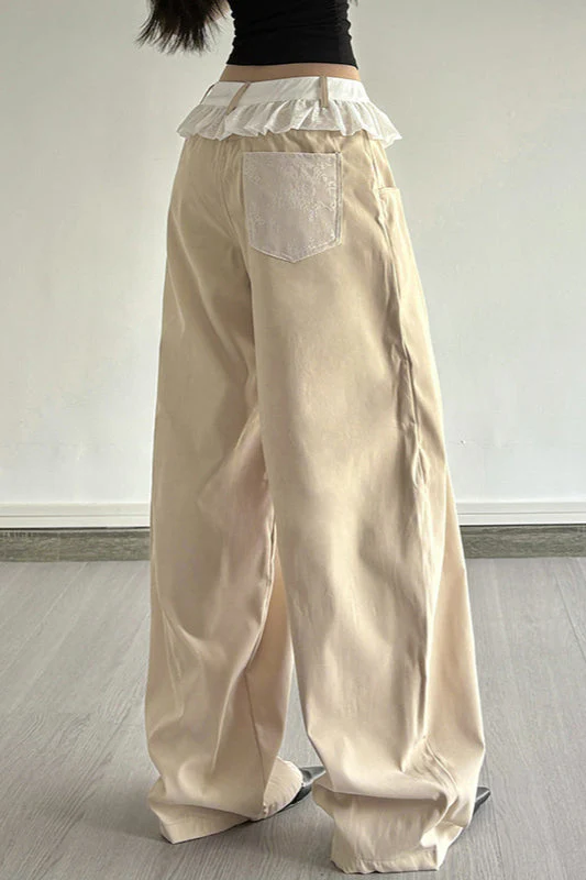 Lace-Panel Loose-Fit Cargo Pant - Image 4