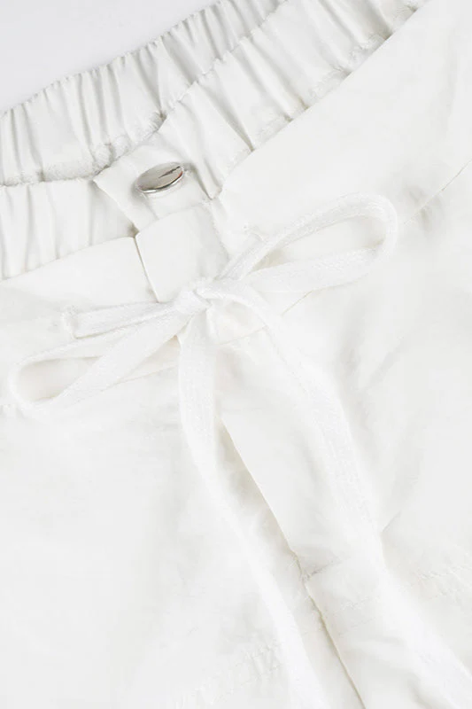 White Drawstring Wide-Leg Cargo Pant - Image 5