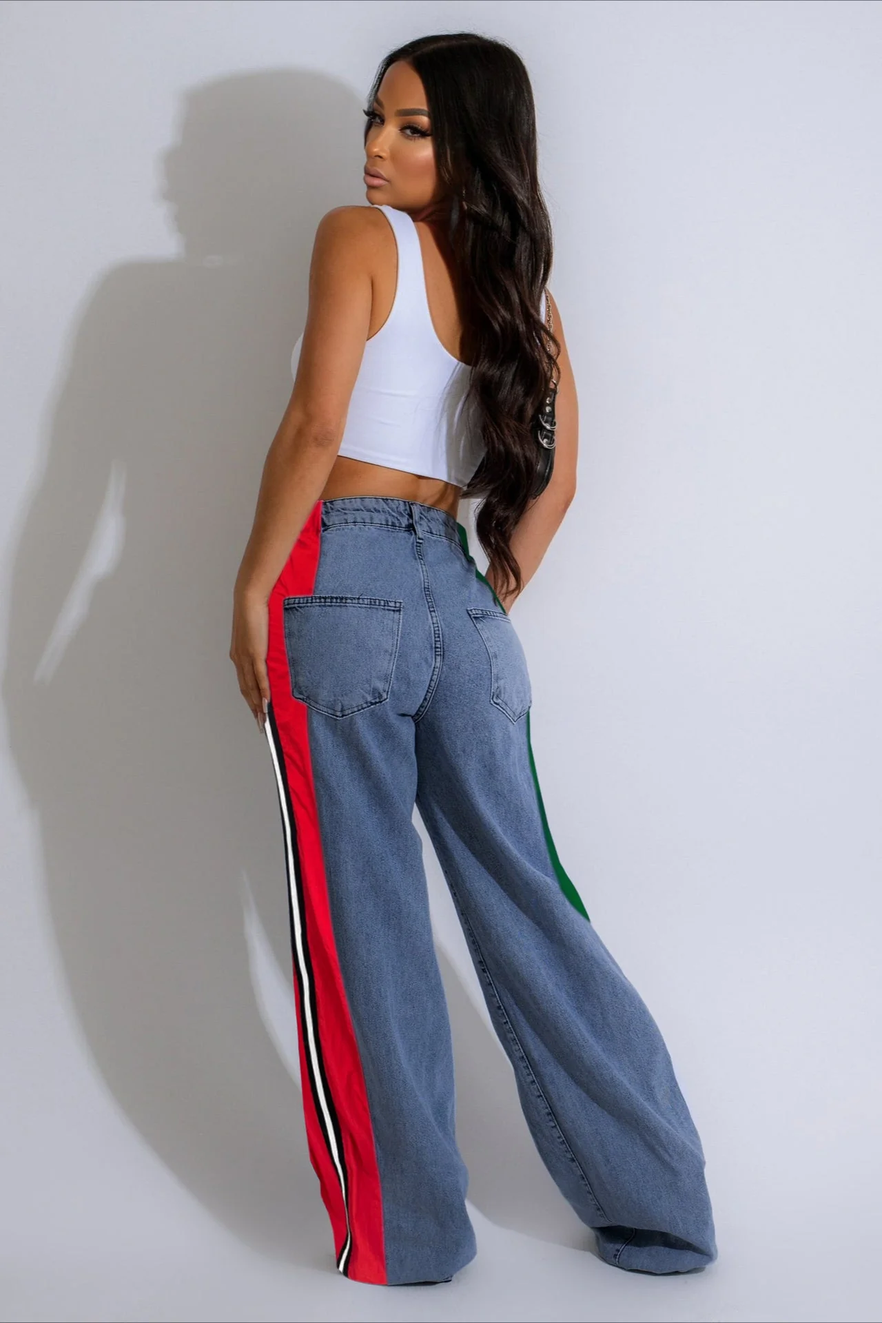 Colorblock Patchwork Straight Jean - Image 2