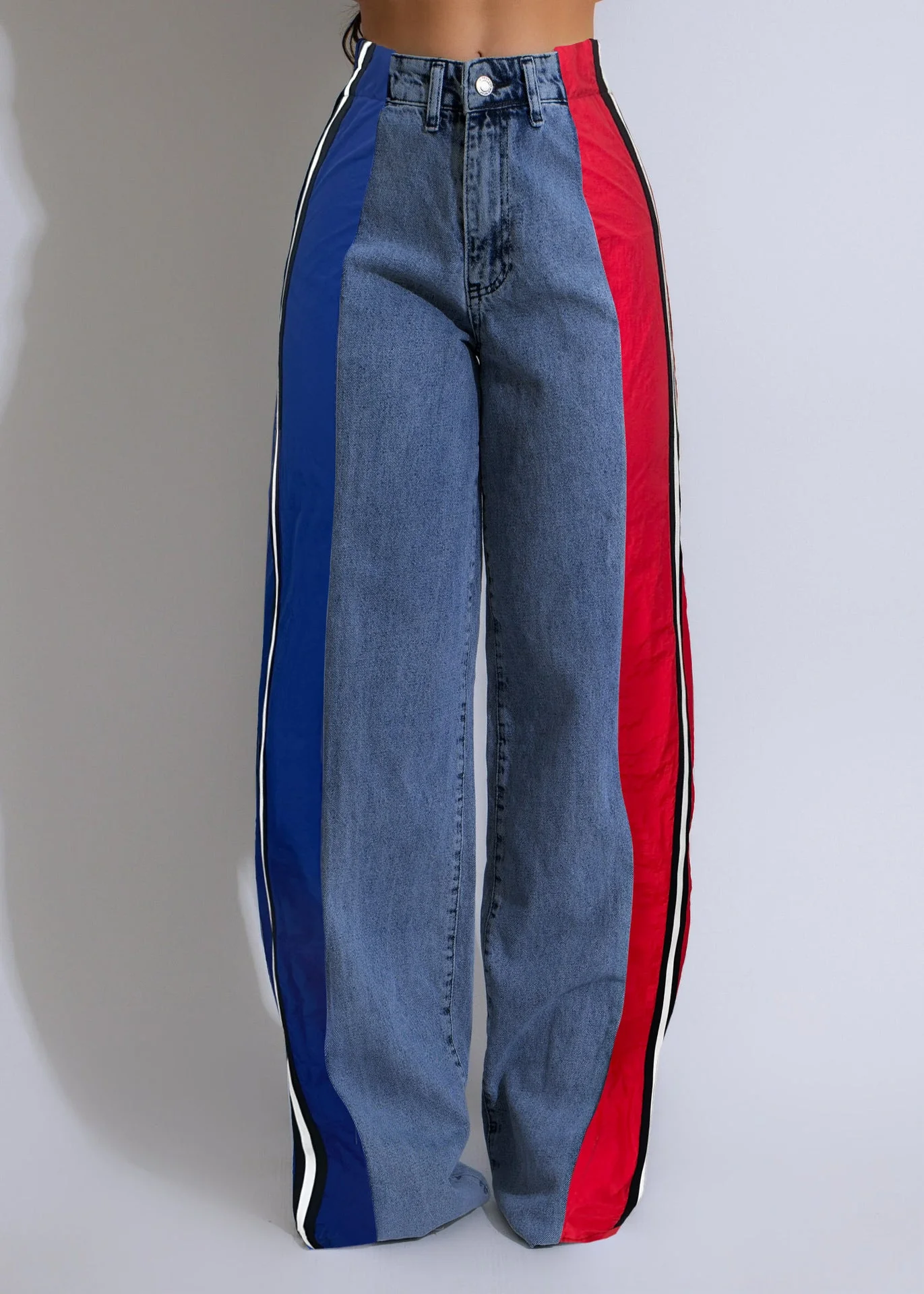 Colorblock Patchwork Straight Jean - Image 3