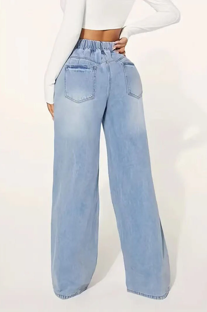 Drawstring High Waist Wide Leg Jean - Image 3