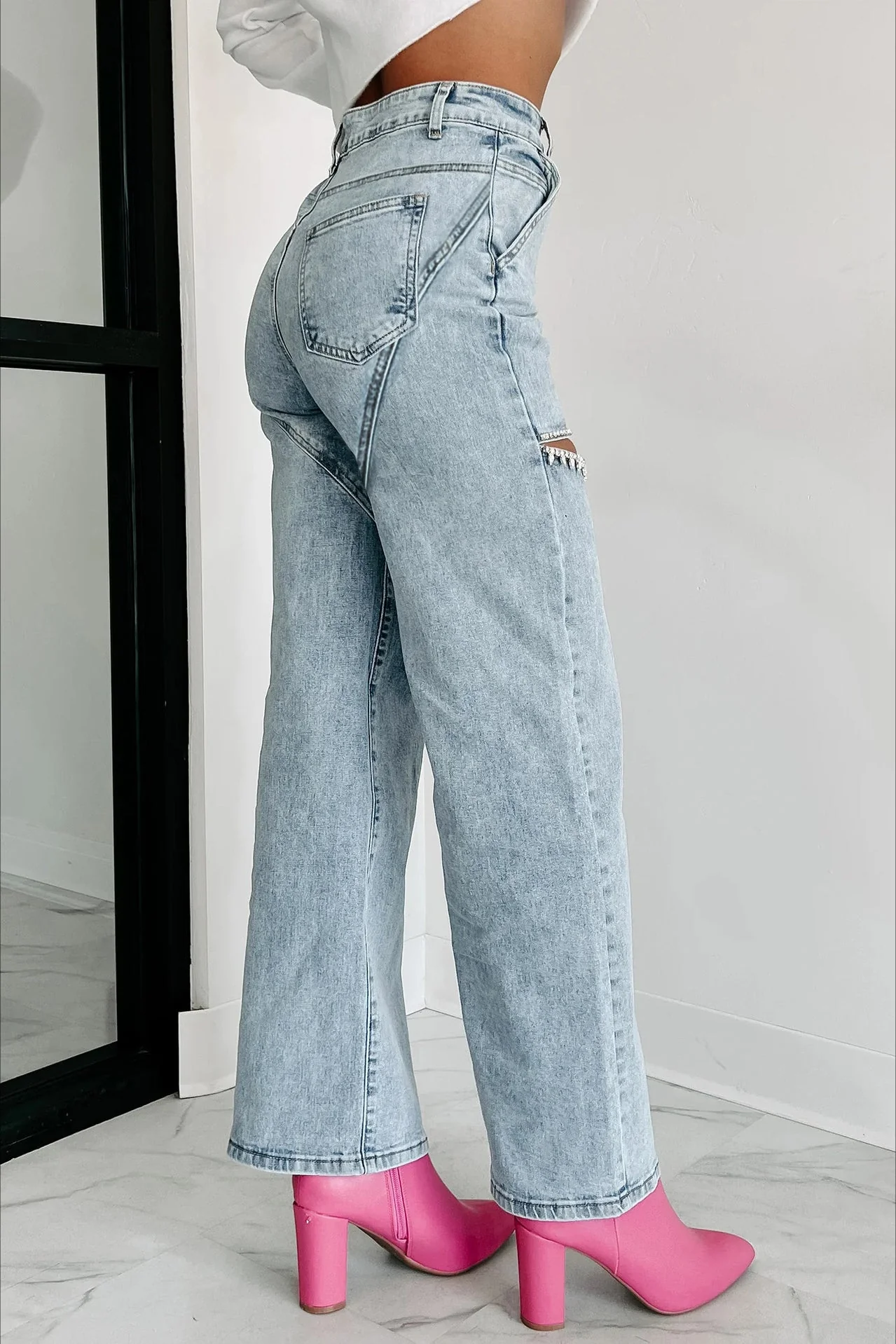 Washed High Waist Fashion Jean - Image 2