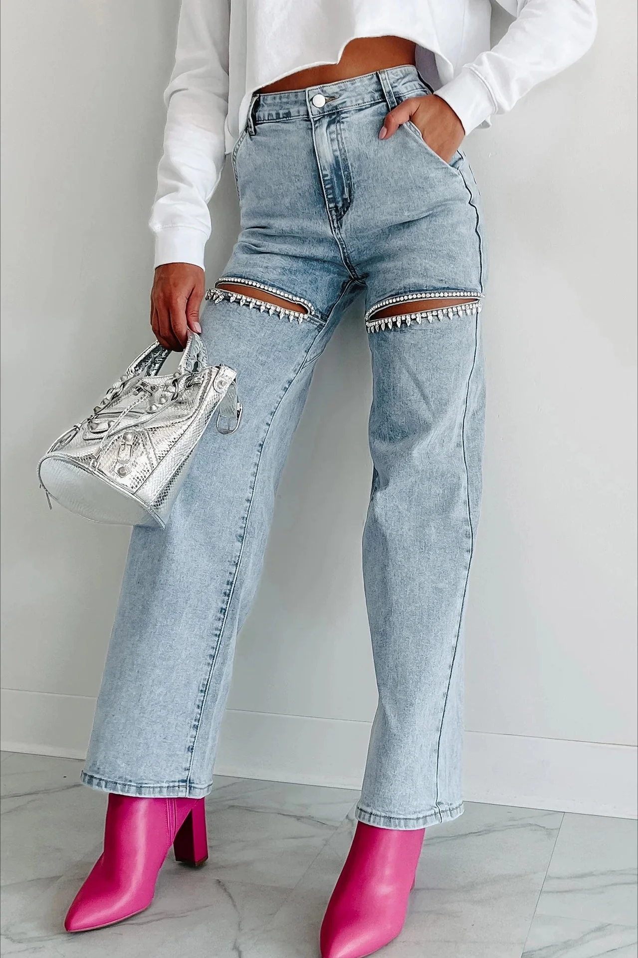 Washed High Waist Fashion Jean - Image 4