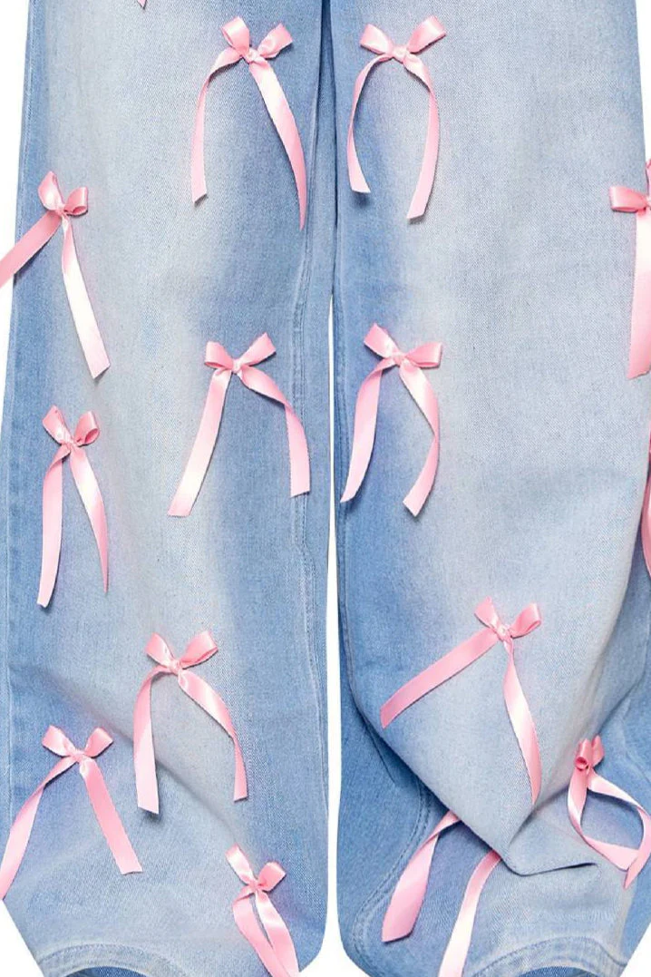 Bow Detail High Waist Wide Leg Jean - Image 5