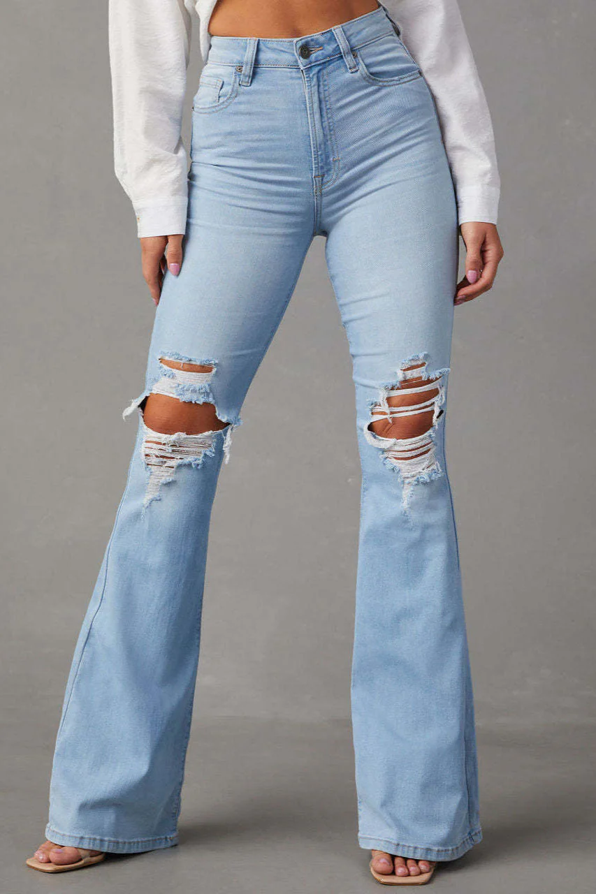 High Waist Ripped Flare Jean - Image 3