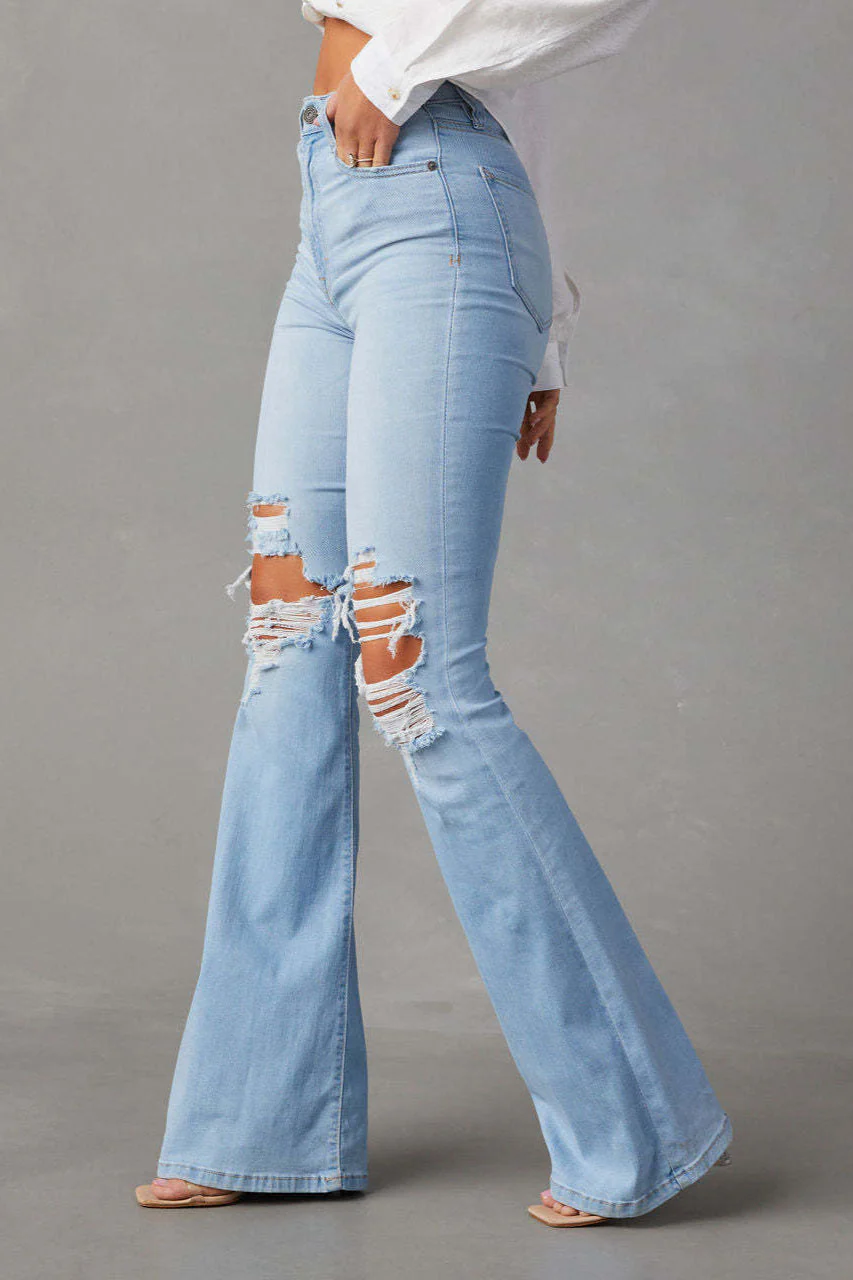 High Waist Ripped Flare Jean - Image 4