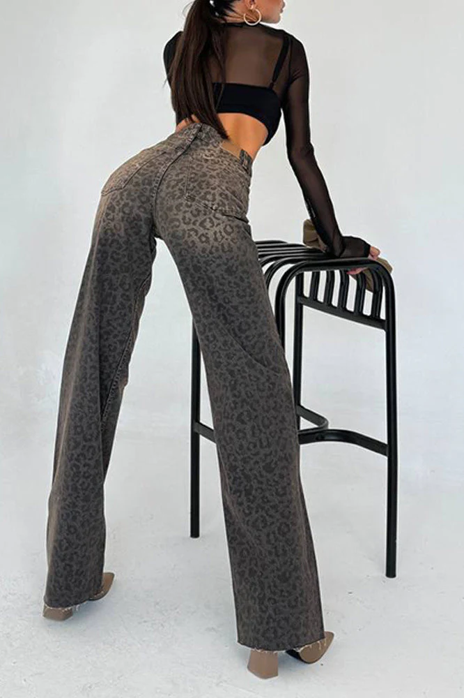 Leopard Embossed Straight Jean - Image 3