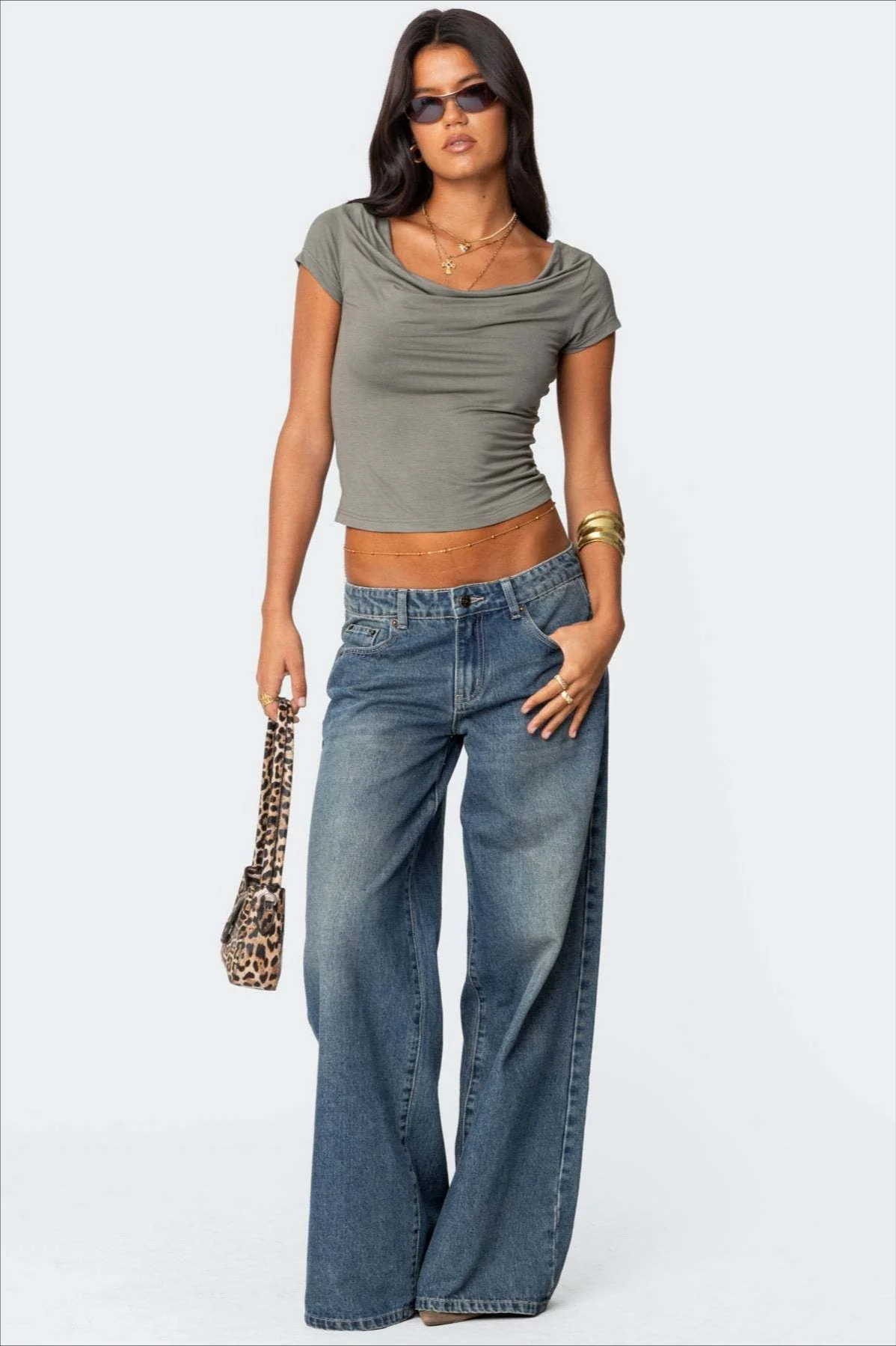 Loose Fit Printed Wide Leg Jean - Image 5