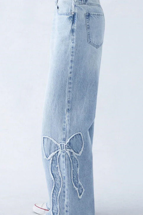 Embroidered Butterfly Raw Hem Jean - Image 4
