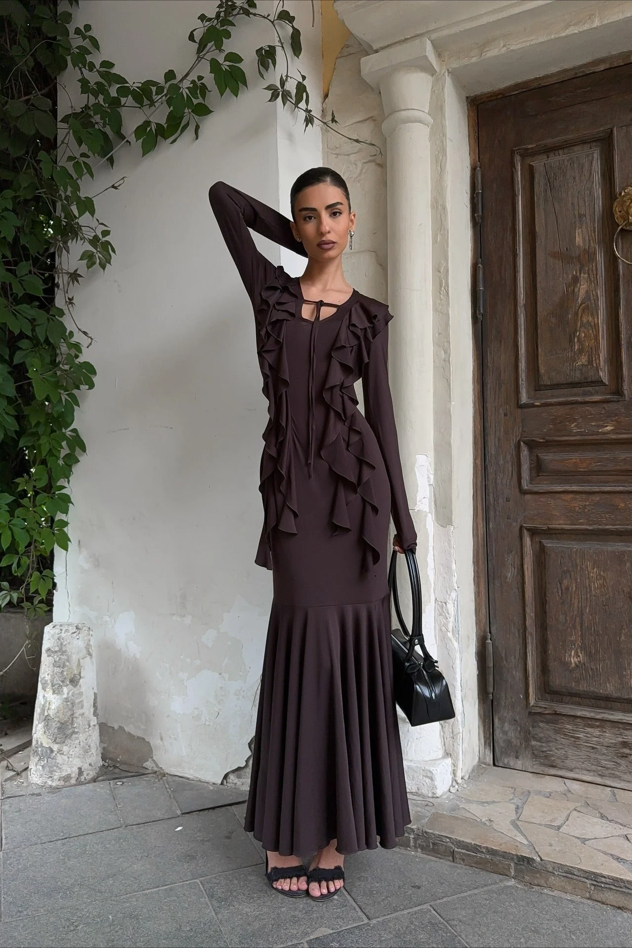 Layered Ruffled V-neck Maxi Boho Dress - Image 2