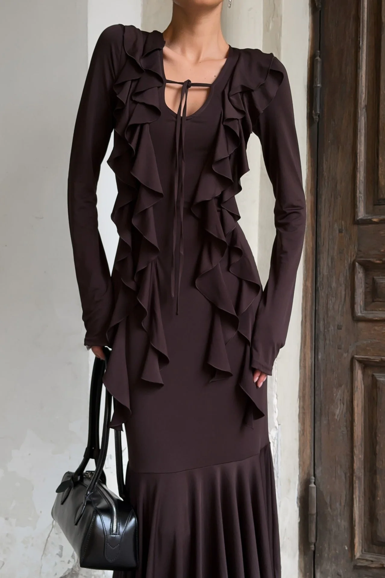 Layered Ruffled V-neck Maxi Boho Dress - Image 3