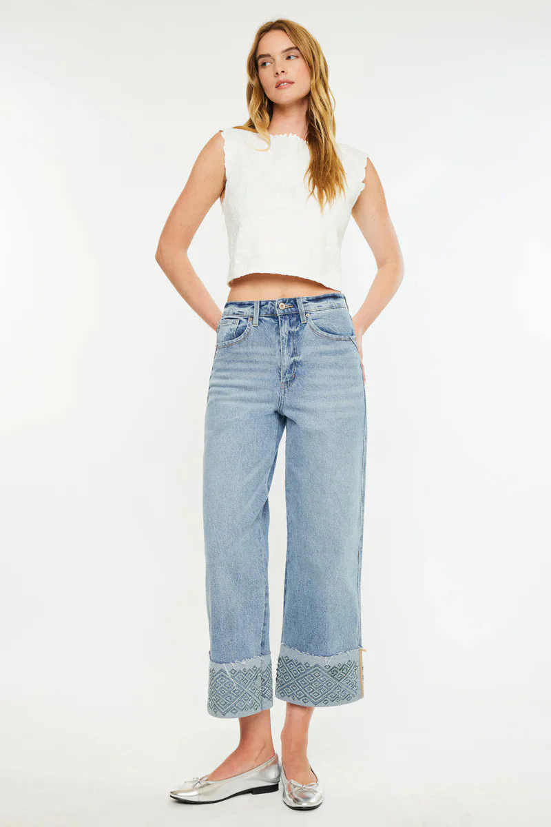 Stretch High Waist Wide Leg Jean - Image 2