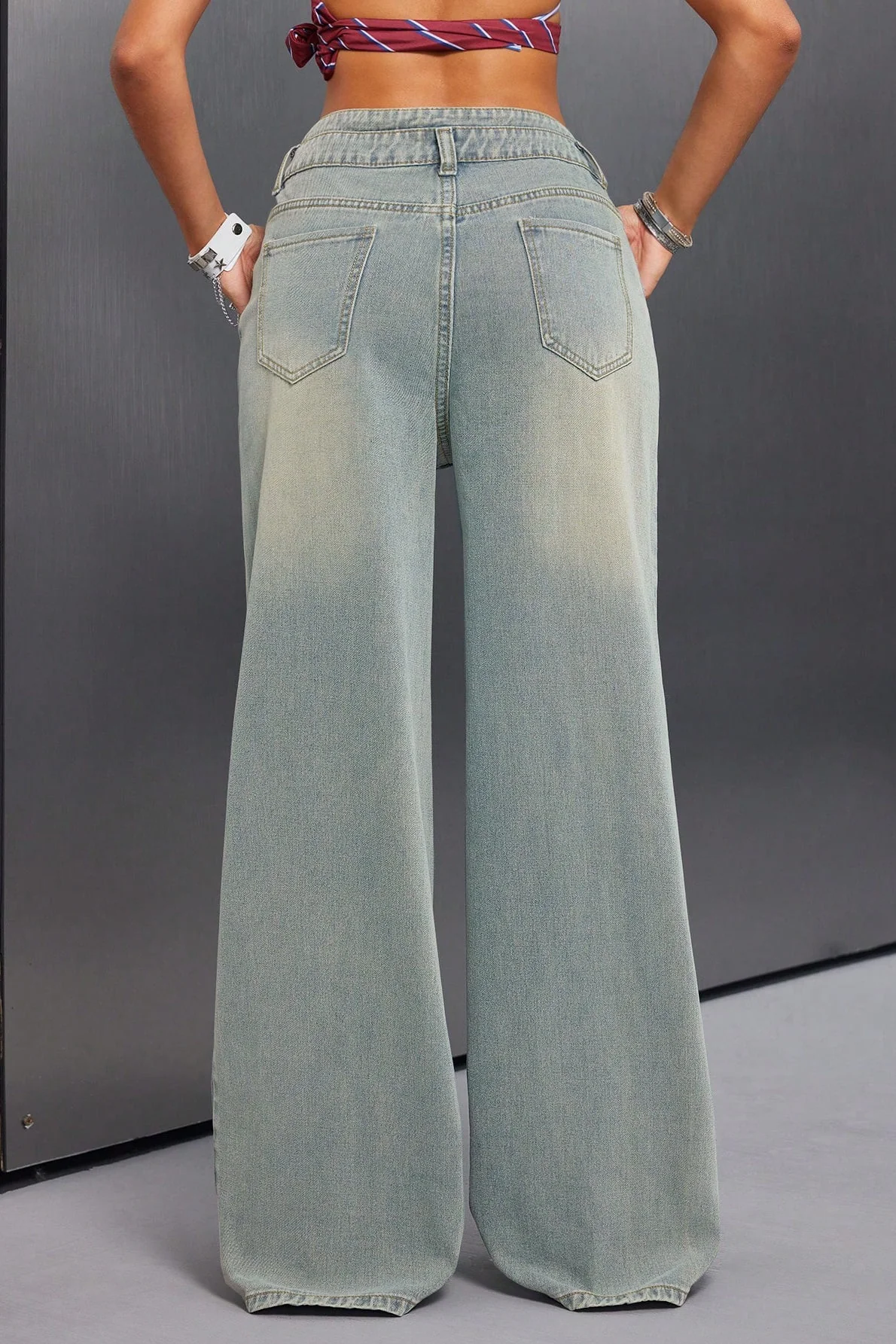 Button Front Vintage Loose Straight Jean - Image 5