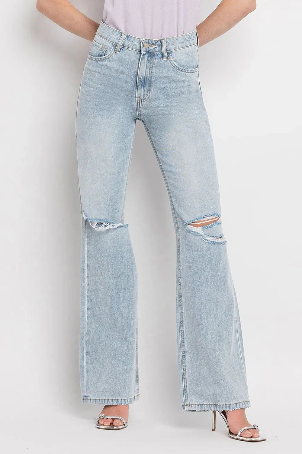High Waist Ripped Cotton Straight Jean - Image 2