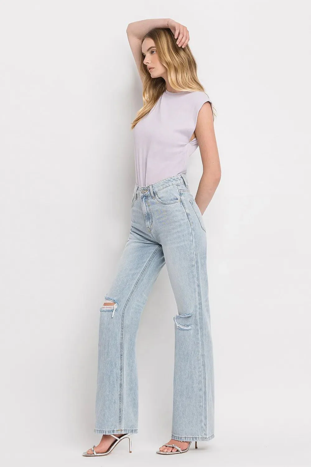 High Waist Ripped Cotton Straight Jean - Image 4