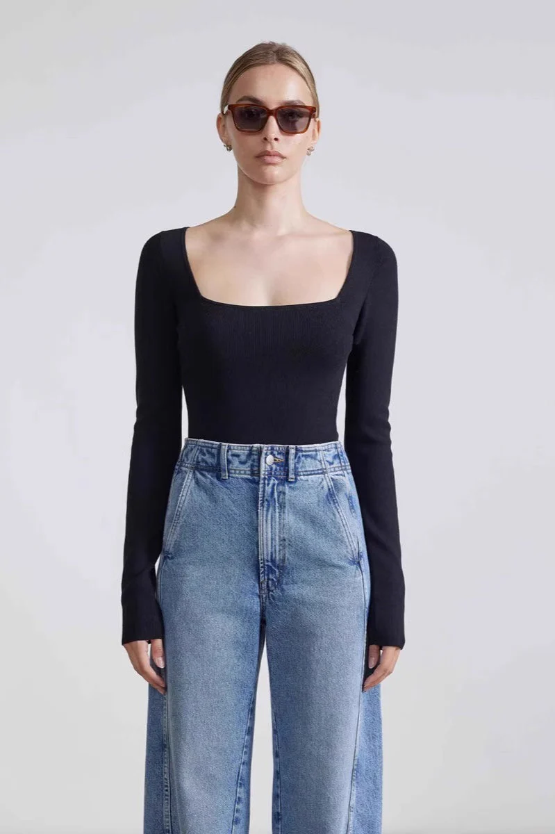 High Waist Curved Seam Straight Jean - Image 3