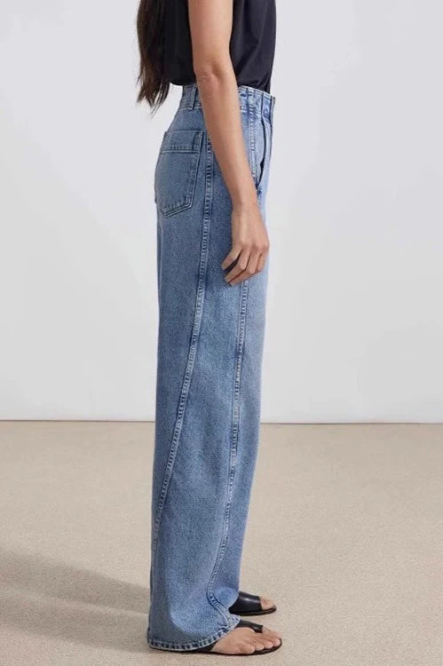 High Waist Curved Seam Straight Jean - Image 4