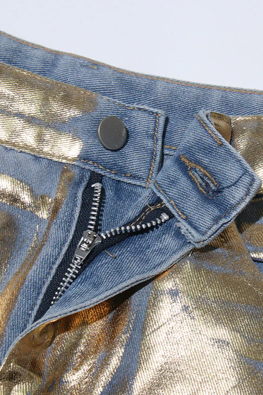 Street Style Metallic Cargo Straight Jean - Image 4