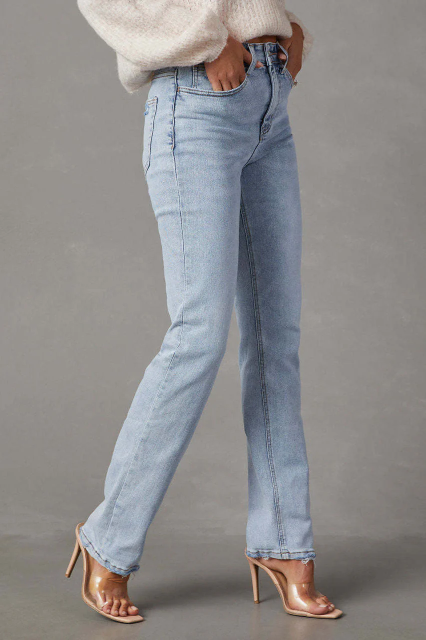 High Waist Light Wash Straight Jean - Image 4