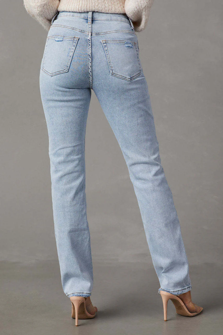 High Waist Light Wash Straight Jean - Image 5