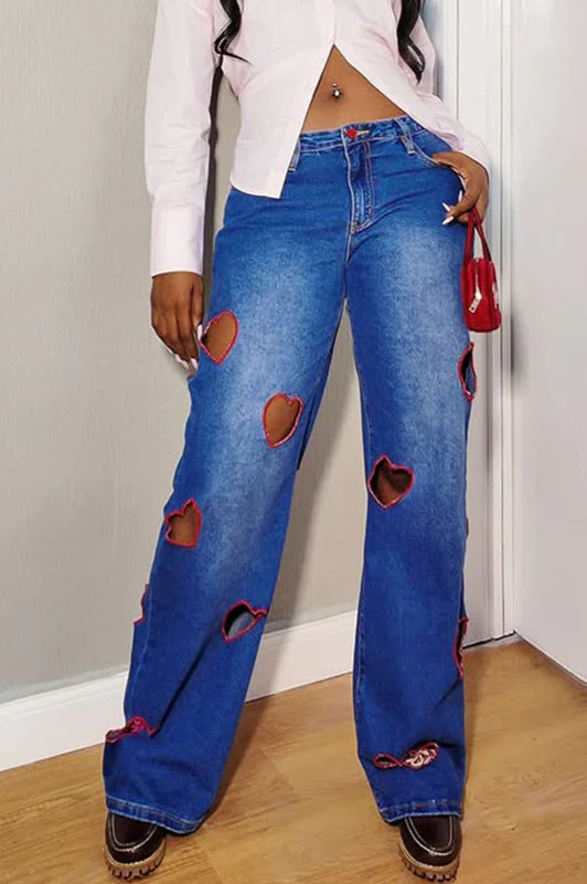 High Waist Heart Cutout Straight Jean - Image 2