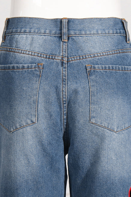 High Waist Heart Cutout Straight Jean - Image 4