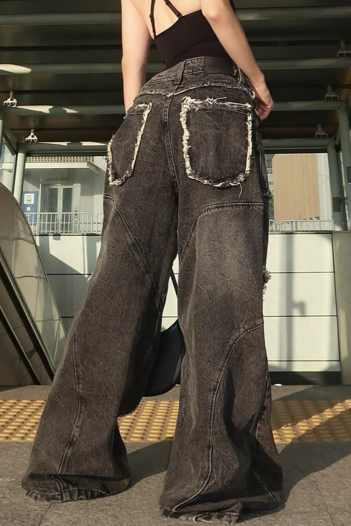 High Waist Distressed Brushed Jean - Image 4