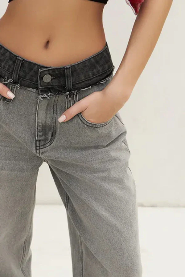 Waist Patch Distressed Straight Jean - Image 2