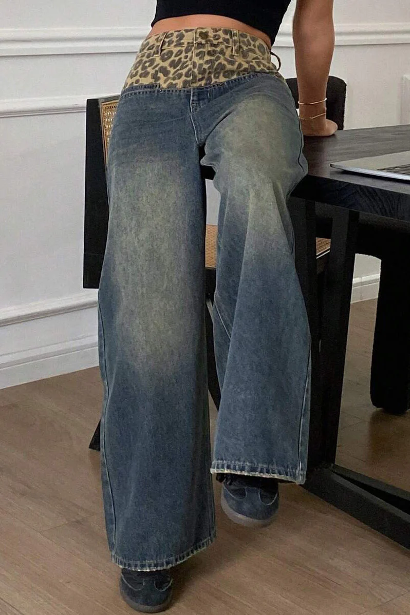 Vintage Leopard Patch Wide Leg Jean - Image 2