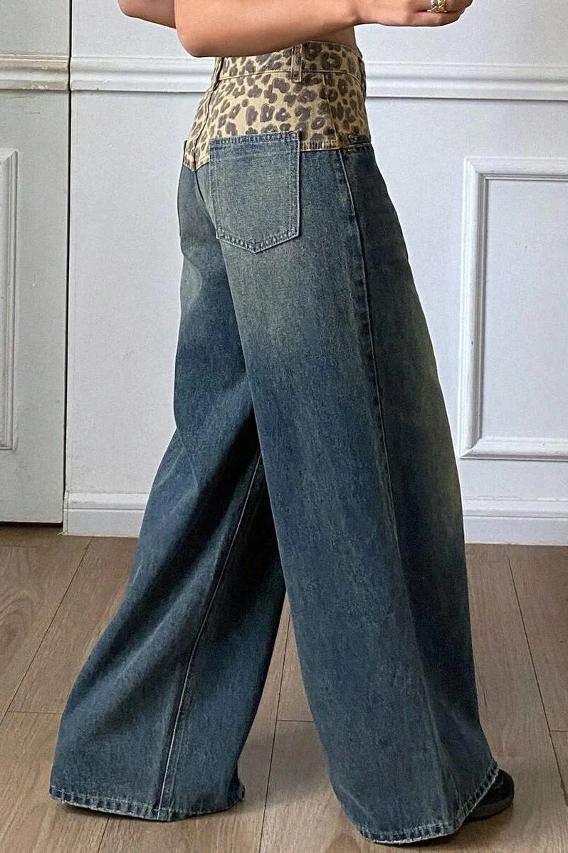 Vintage Leopard Patch Wide Leg Jean - Image 3