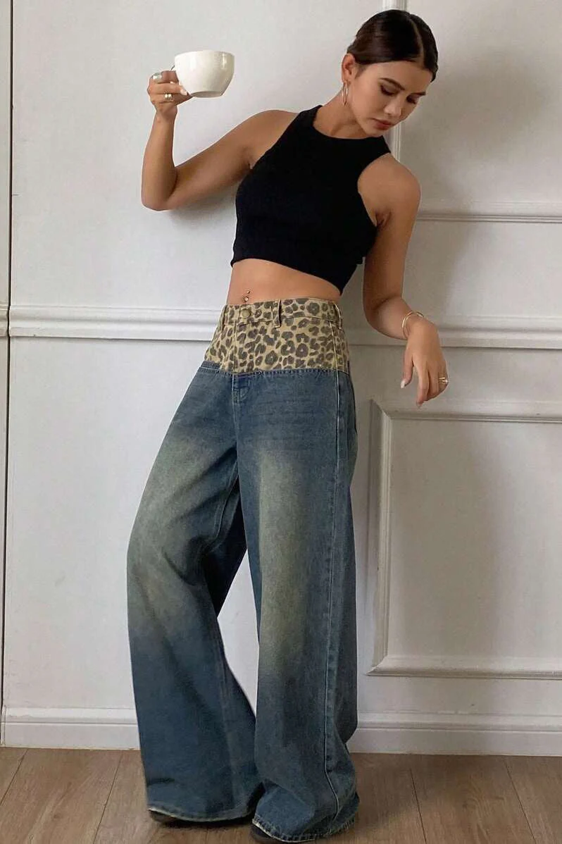 Vintage Leopard Patch Wide Leg Jean - Image 4