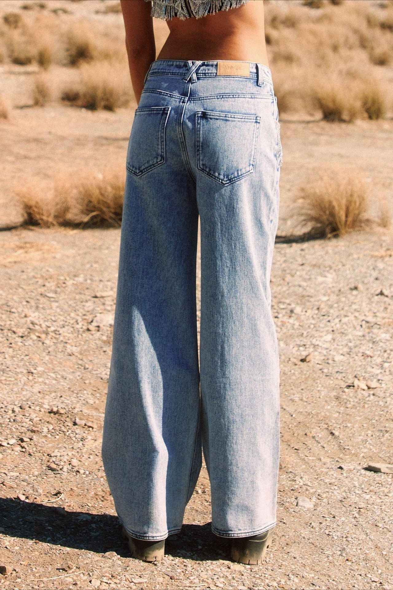 Fringe Chain Detail Denim Jean - Image 5