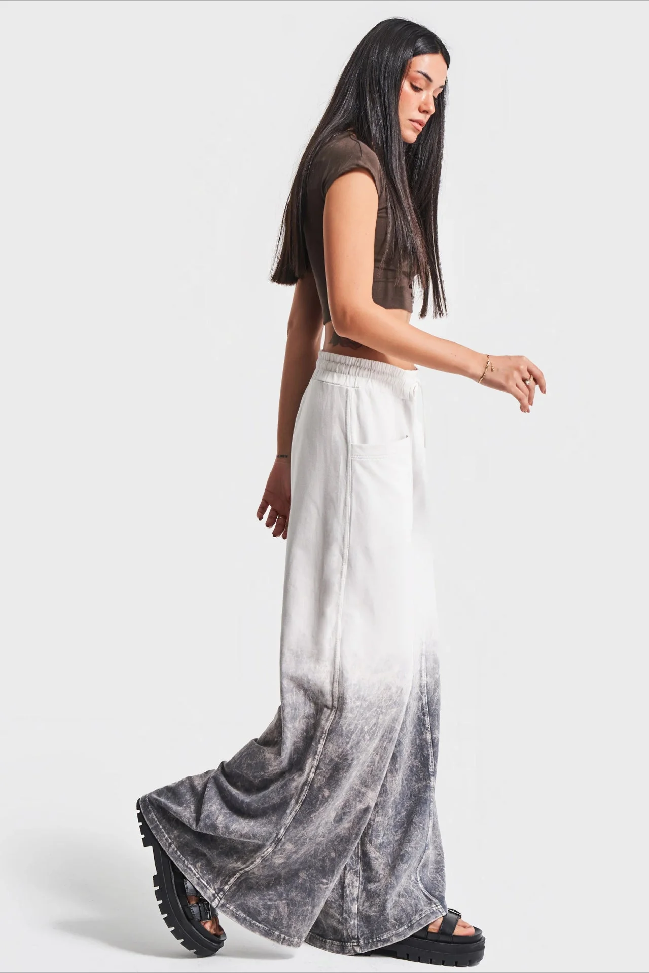 High Waist Ombre Drawstring Wide Jean - Image 2