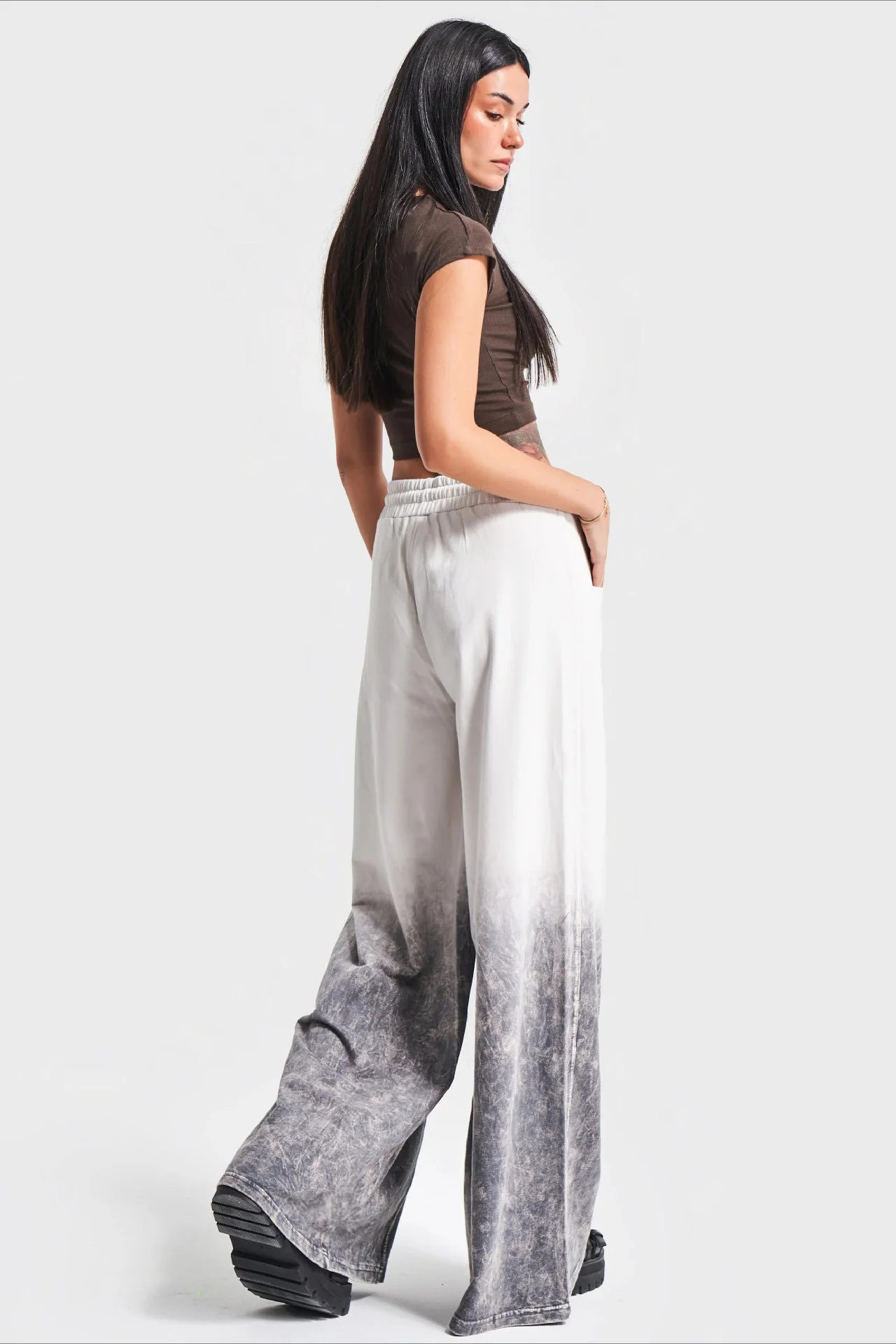 High Waist Ombre Drawstring Wide Jean - Image 3