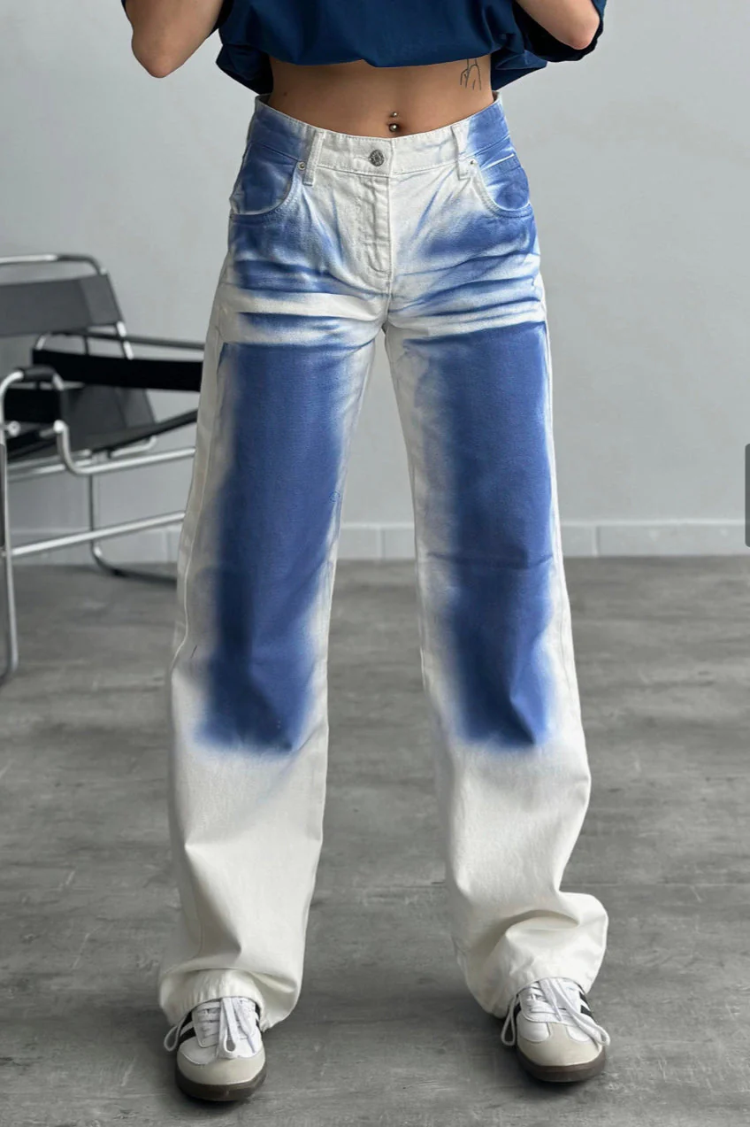 High Waist Printed Dyed Straight Jean - Image 2