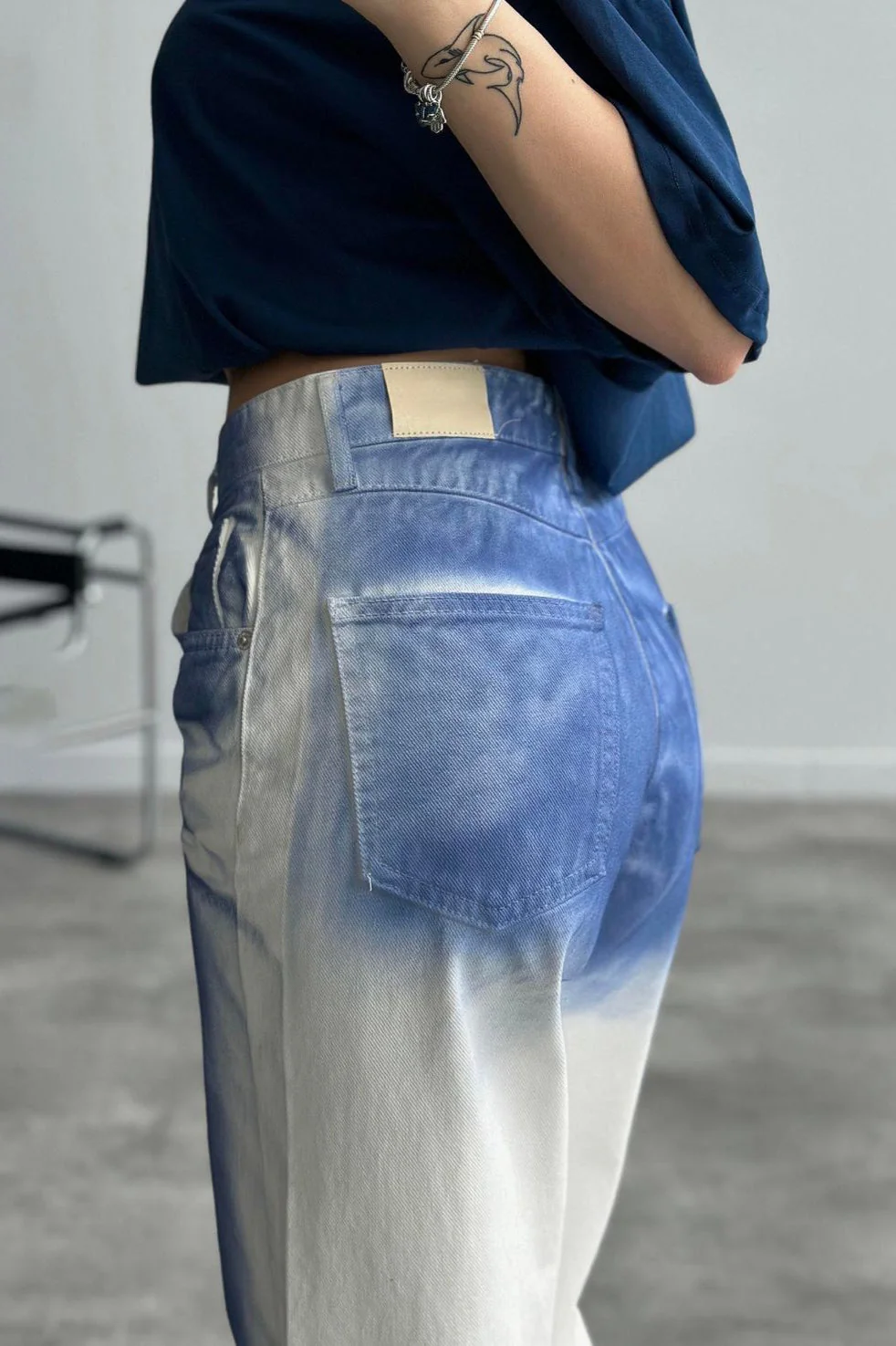 High Waist Printed Dyed Straight Jean - Image 4