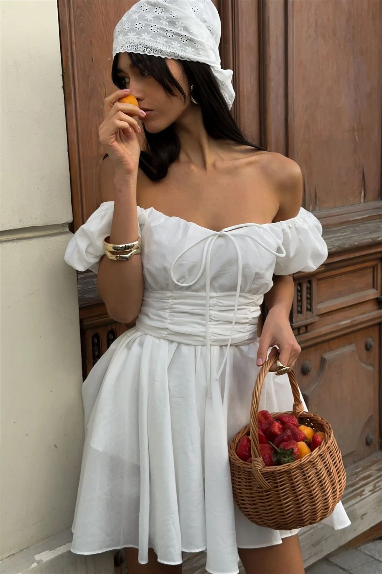 Sweet White Off Shoulder A-Line Boho Dress - Image 3