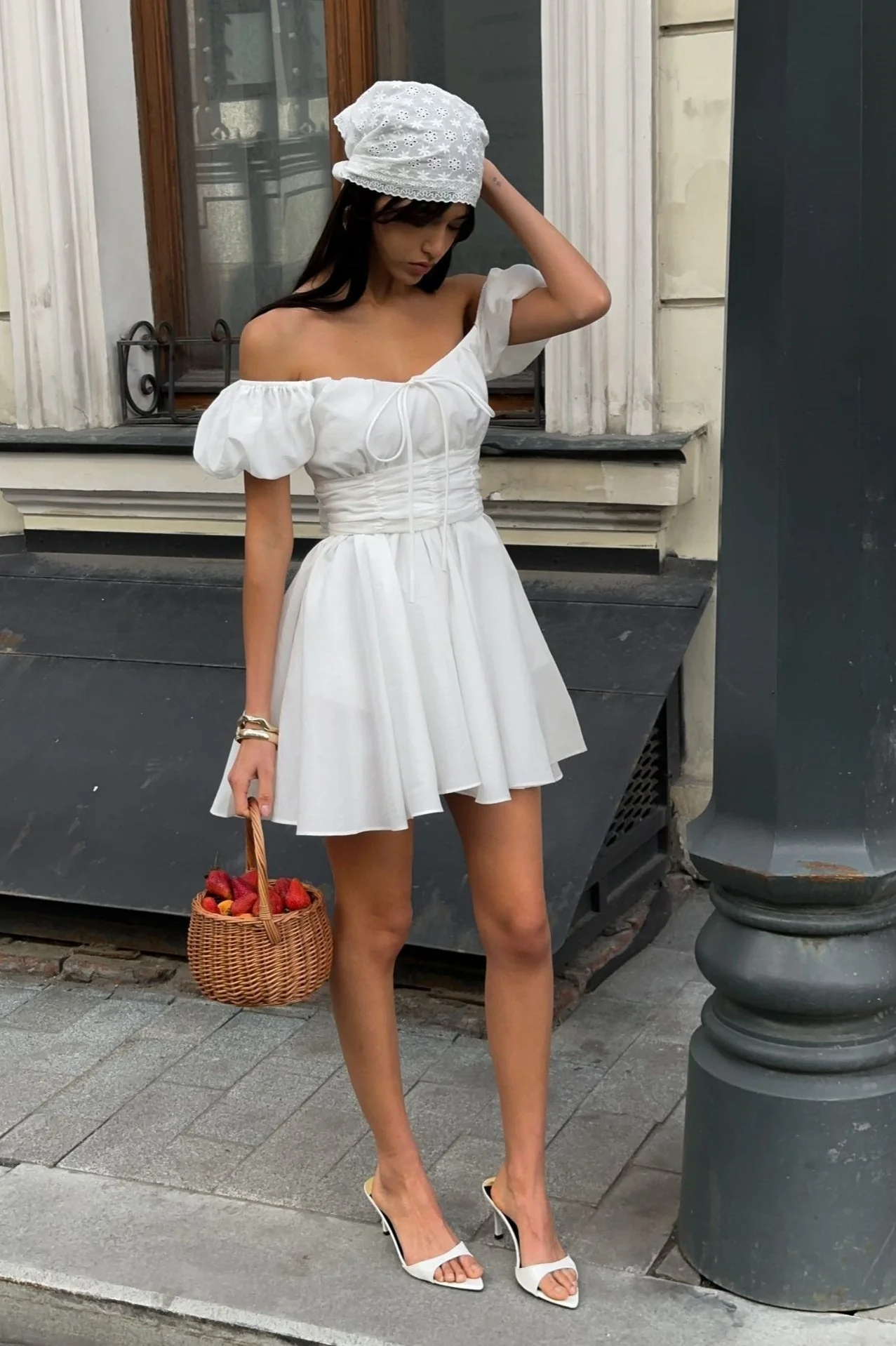 Sweet White Off Shoulder A-Line Boho Dress - Image 4