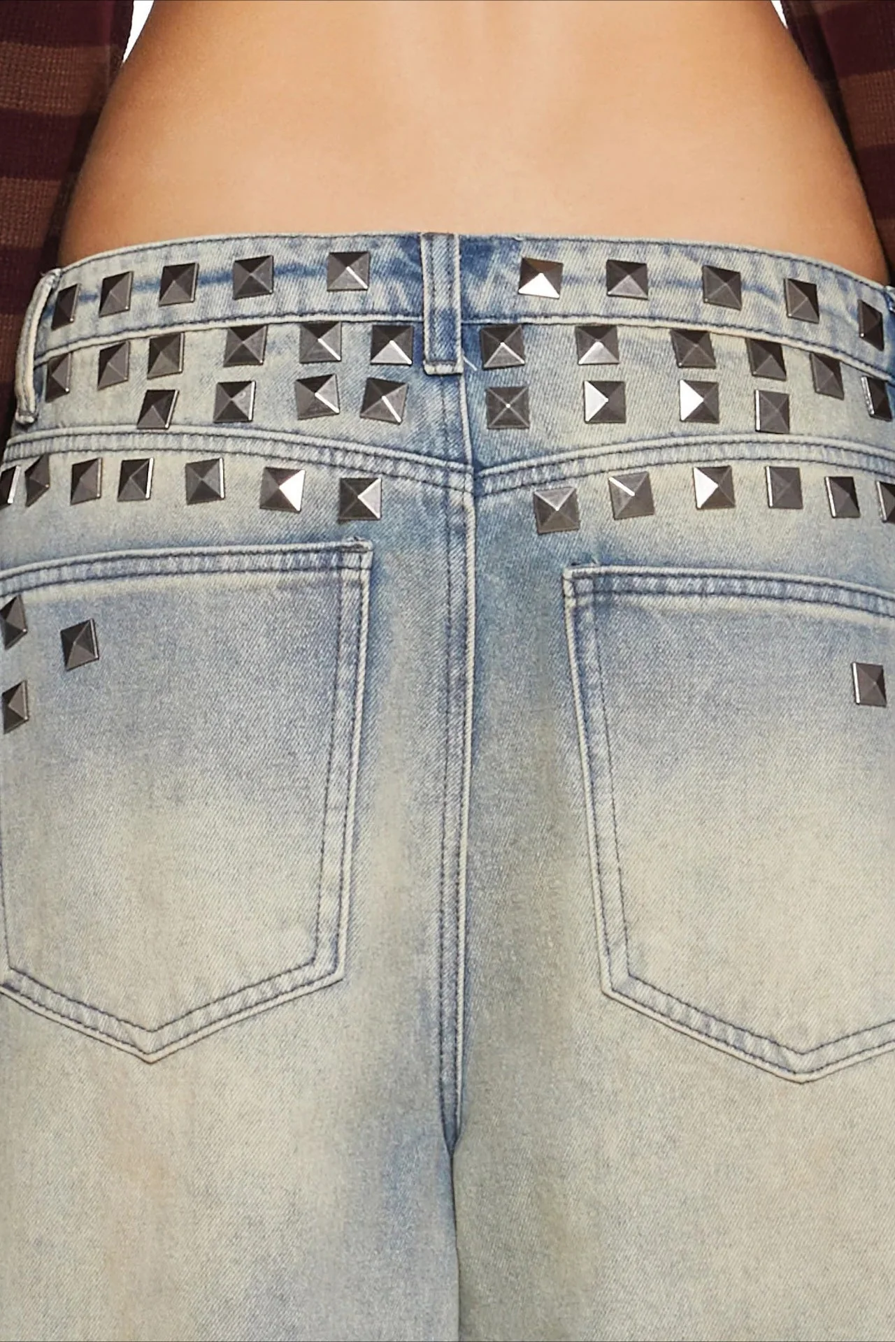 Low Rise Stud Detail Wide Leg Jean - Image 6