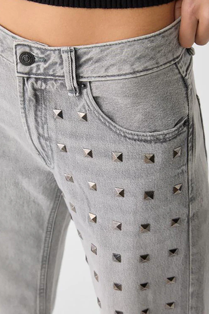 Metal Accent Trendy Wide Leg Jean - Image 5