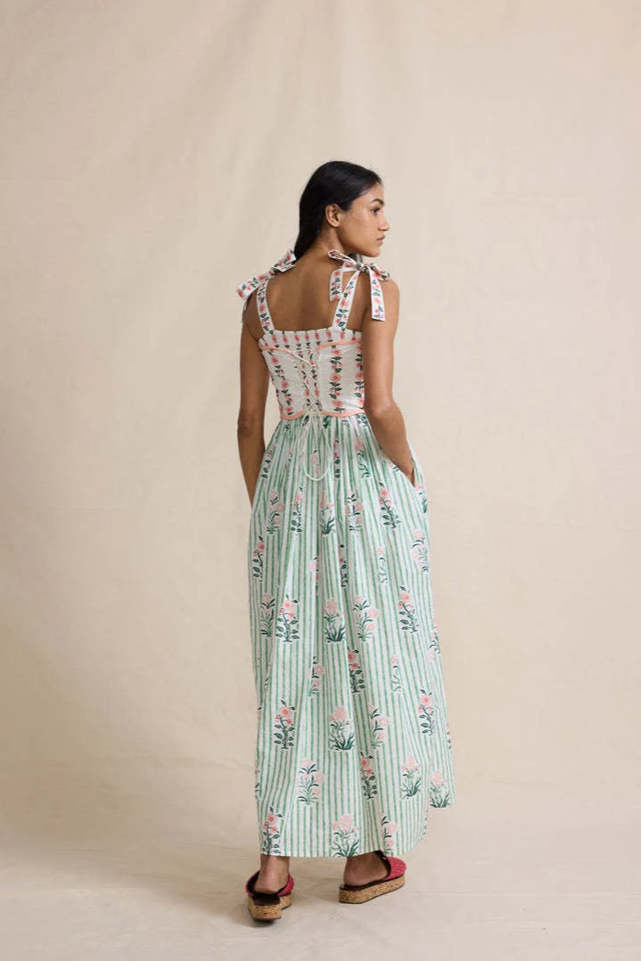 Floral Print Ruched Maxi Boho Dress - Image 3